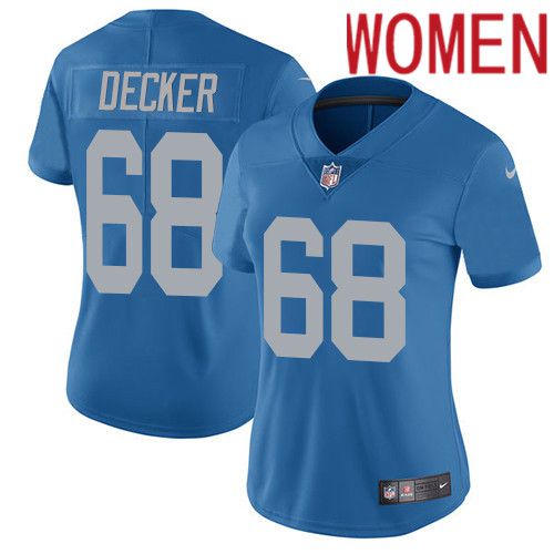 Women Detroit Lions 68 Taylor Decker Nike Blue Alternate Vapor Limited NFL Jersey